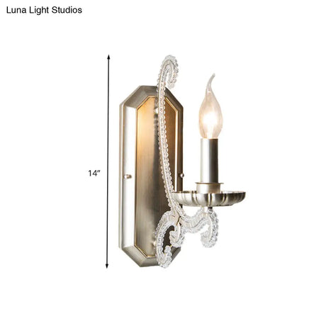 Countryside Crystal Wall Lamp With Silver Half-Bulbs - Elegant Living Room Lighting