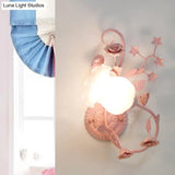 Countryside Glass Blossom Wall Lamp: Cream 1 Head Sconce Light In White/Pink - Left/Right Mount