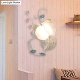 Countryside Glass Blossom Wall Lamp: Cream 1 Head Sconce Light In White/Pink - Left/Right Mount