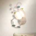 Countryside Glass Blossom Wall Lamp: Cream 1 Head Sconce Light In White/Pink - Left/Right Mount
