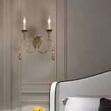 Countryside Gold Wall Light Fixture With Exposed Bulb For Bedroom