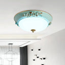 Countryside Metal Dome Led Flush Mount Ceiling Light Fixture For Bedroom - White Multiple Sizes /
