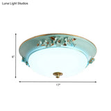 Countryside Metal Dome Led Flush Mount Ceiling Light Fixture For Bedroom - White Multiple Sizes