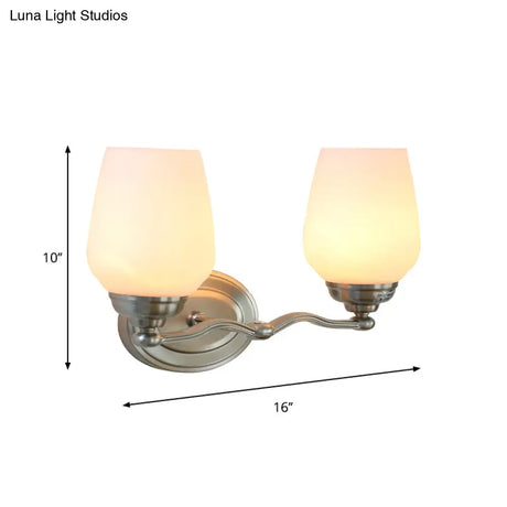 Countryside Silver Opal Glass Vanity Sconce With Cream Cup Shade