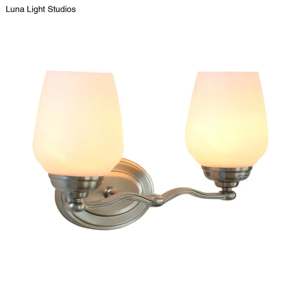 Countryside Silver Opal Glass Vanity Sconce With Cream Cup Shade