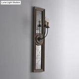 Countryside Style 3-Light Wall Mounted Candelabra Lamp With Mirror Detail In Brown