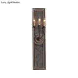 Countryside Style 3-Light Wall Mounted Candelabra Lamp With Mirror Detail In Brown