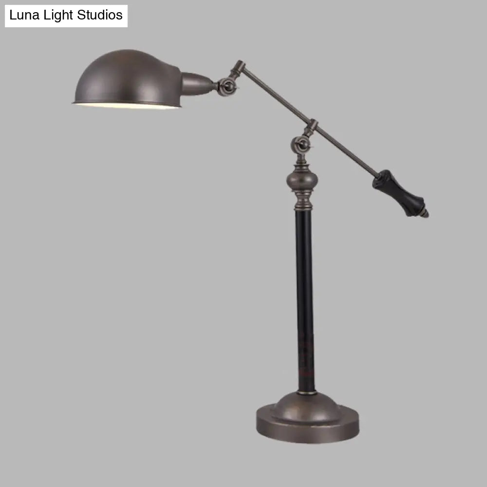 Countryside Swing Arm Reading Lamp - Black Metal 1 Head Dome Shade