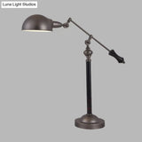 Countryside Swing Arm Reading Lamp - Black Metal 1 Head Dome Shade