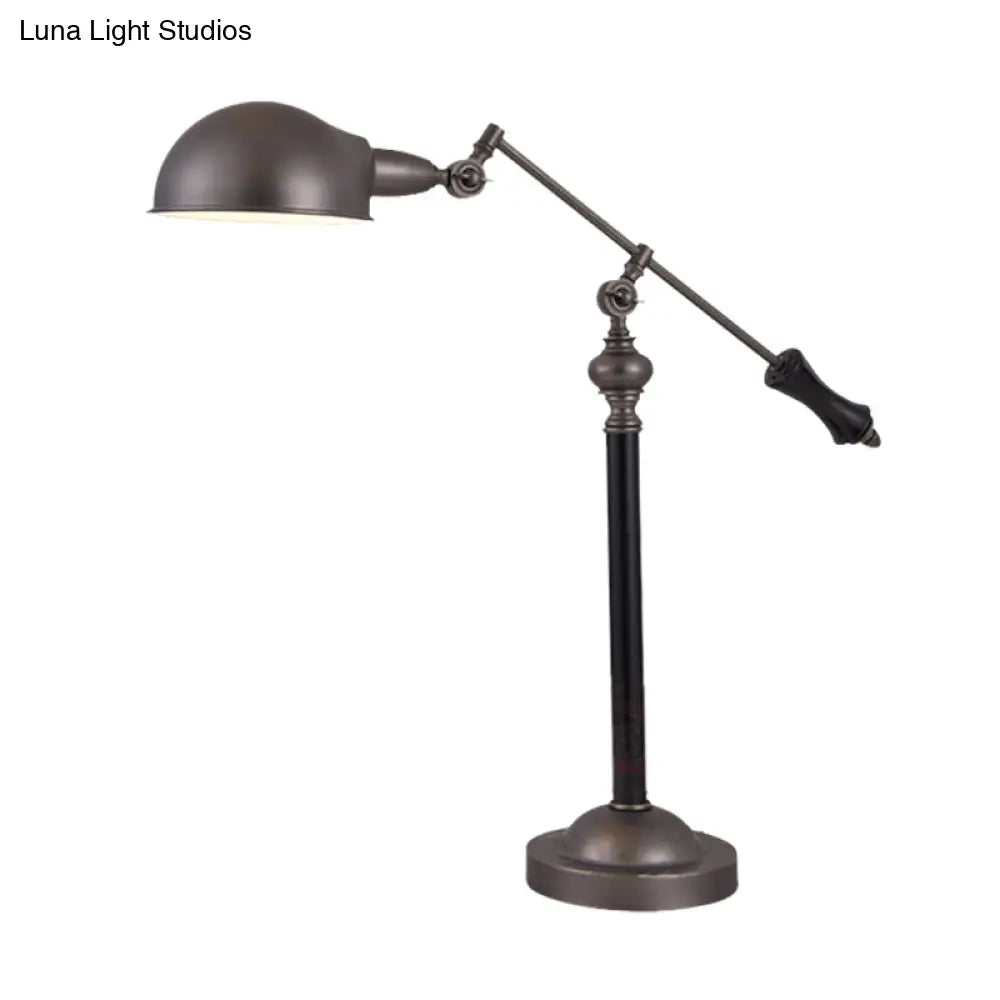 Countryside Swing Arm Reading Lamp - Black Metal 1 Head Dome Shade