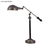 Countryside Swing Arm Reading Lamp - Black Metal 1 Head Dome Shade