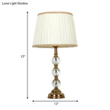Countryside Table Lamp With Crystal Pleated Shade - Beige