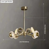 Crackled Crystal Glass Rings Pendant Chandelier With Postmodern Brass Finish - Perfect For A Diner