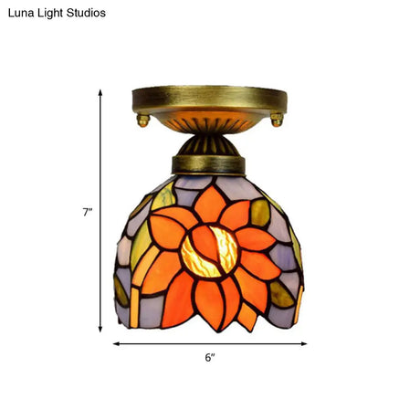 Craftsman Stained Glass Led Ceiling Light - White/Beige/Orange/Blue Ideal For Foyers Blue-White