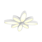 Creative Acrylic Ceiling Lamp For Childs Bedroom - White 8-Petal Blossom Design