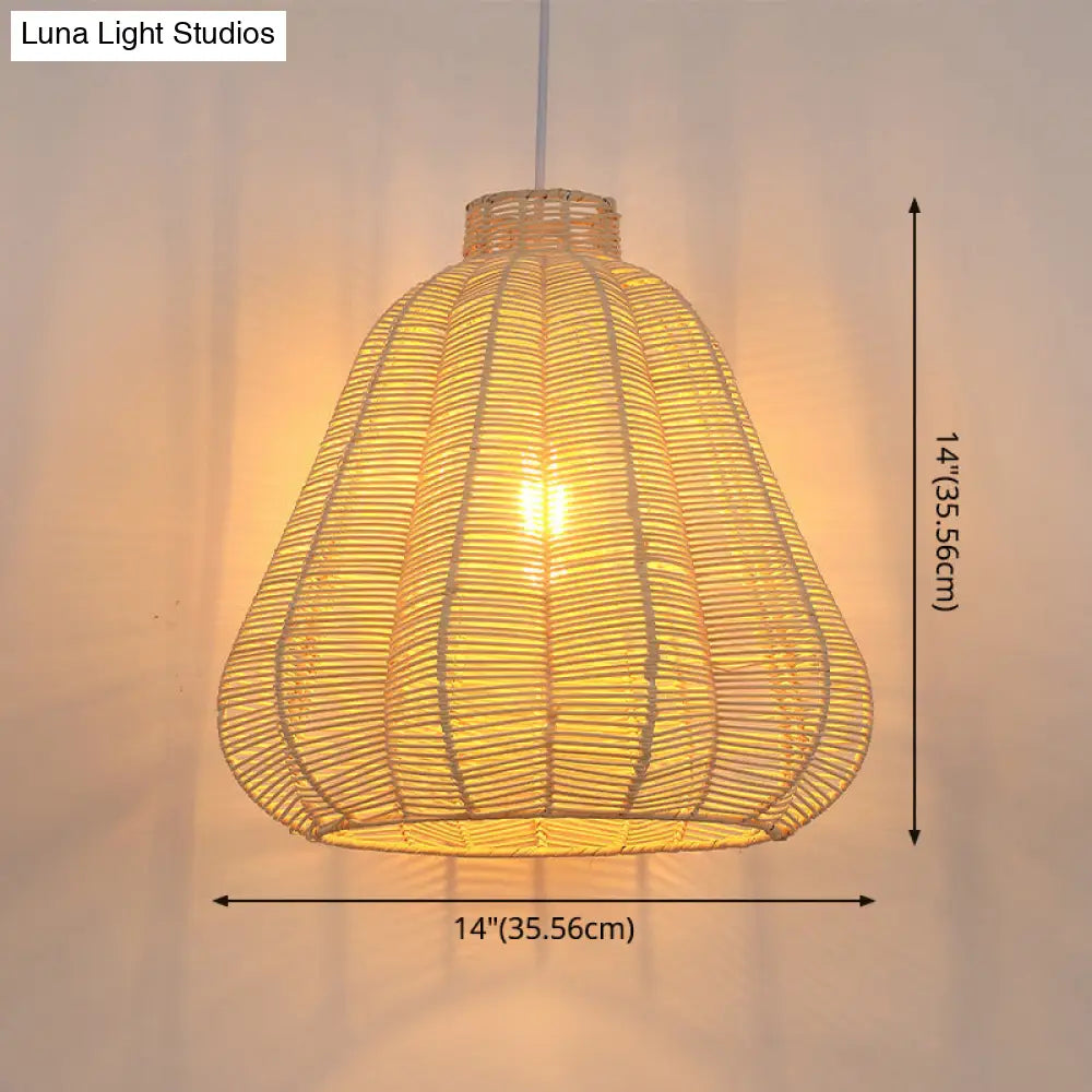 Creative Bamboo Carambola Pendant Light: 1-Bulb Wood Ceiling Fixture With Asian Flair