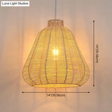 Creative Bamboo Carambola Pendant Light: 1-Bulb Wood Ceiling Fixture With Asian Flair