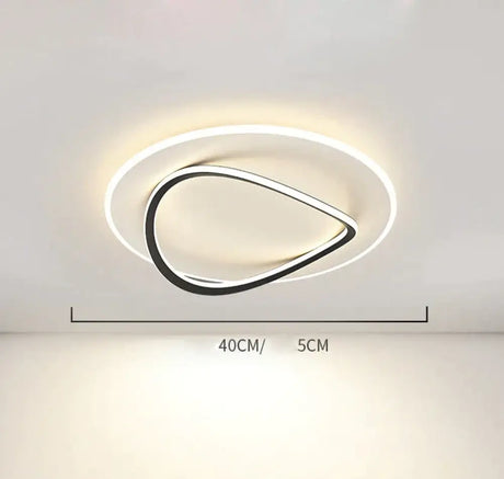 Creative Bedroom Master Lamp Minimalist Round Restaurant Room Ceiling Led Lamps Black / Dia40Cm
