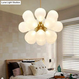 Creative Bubbles Chandelier Glass Pendant Light - 18-Bulb Gold Postmodern Design For Bedroom