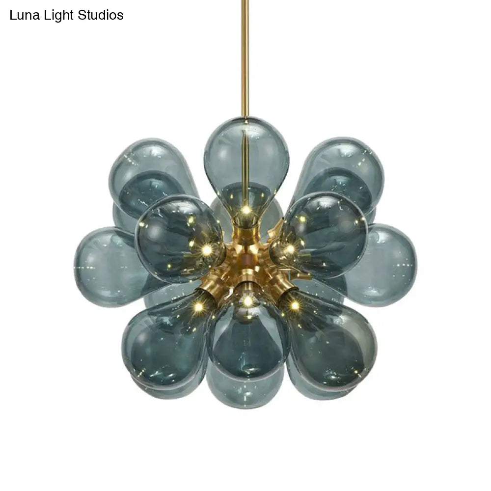 Creative Bubbles Chandelier Glass Pendant Light - 18-Bulb Gold Postmodern Design For Bedroom