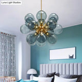 Creative Bubbles Chandelier Glass Pendant Light - 18-Bulb Gold Postmodern Design For Bedroom