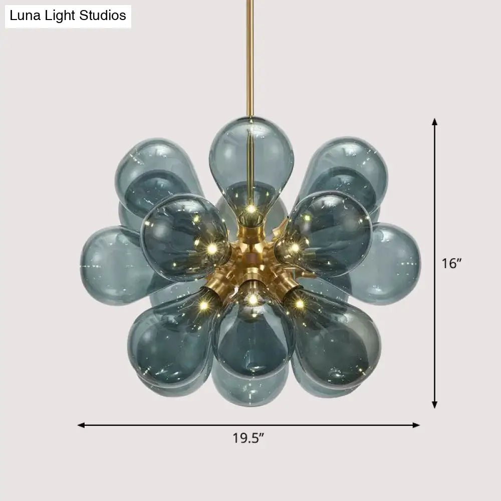 Creative Bubbles Chandelier Glass Pendant Light - 18-Bulb Gold Postmodern Design For Bedroom