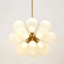 Creative Bubbles Chandelier Glass Pendant Light - 18-Bulb Gold Postmodern Design For Bedroom White