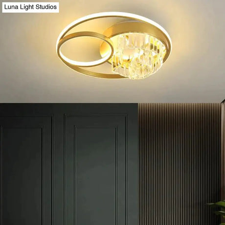 Creative Crystal Light In The Bedroom Copper Ceiling Lamp