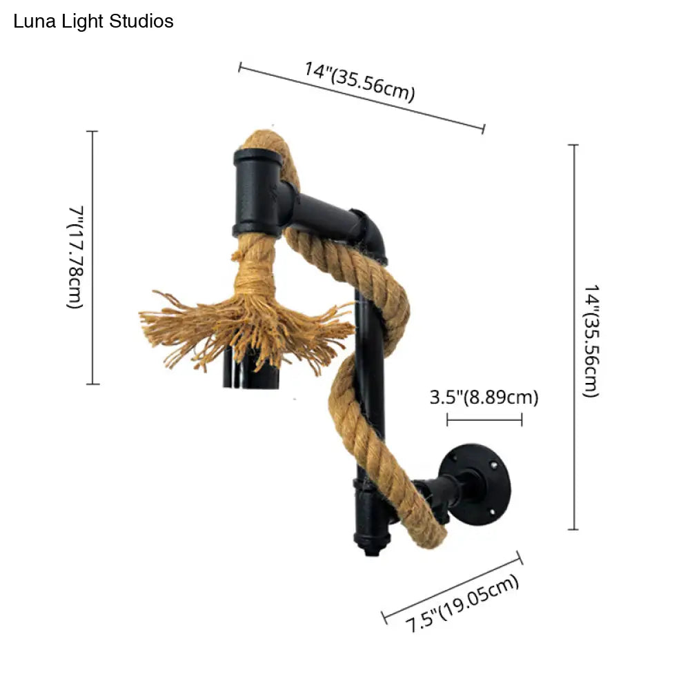 Creative Jute Rope Industrial Wall Sconce With Metal Plumbing Pipe - Style Lighting