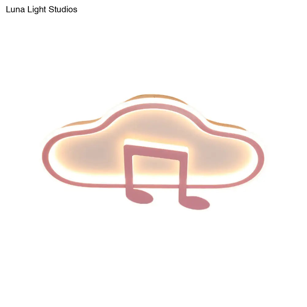 Creative Kids White/Pink Cloud Flush Light Fixture - 19.5’/23.5’ Wide Led Ceiling Lamp With