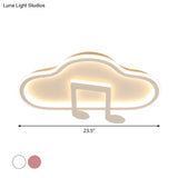 Creative Kids White/Pink Cloud Flush Light Fixture - 19.5’/23.5’ Wide Led Ceiling Lamp With