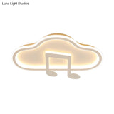 Creative Kids White/Pink Cloud Flush Light Fixture - 19.5’/23.5’ Wide Led Ceiling Lamp With