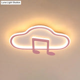 Creative Kids White/Pink Cloud Flush Light Fixture - 19.5’/23.5’ Wide Led Ceiling Lamp With