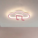 Creative Kids White/Pink Cloud Flush Light Fixture - 19.5’/23.5’ Wide Led Ceiling Lamp With