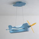 Creative Metal Led Classroom Pendant Light With Propeller Plane Design - Perfect For Kids Blue /