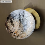 Creative Yellow/Blue Led Wall Sconce Lighting Fixture For Bedroom - Planet Frosted Glass Lamp