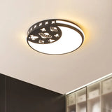 Crescent Led Flush Mount Kids Acrylic Ceiling Lamp In Blue/Black/Pink – Outer Space Design For