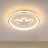 Crown Led Flush Mount Acrylic Bedroom Ceiling Light With Halo Ring