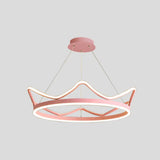 Crown Suspension Pendant Light For Kids Bedroom With Metallic Finish Pink / 36.5