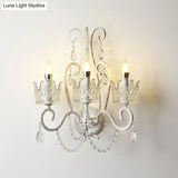 Crown Swirled Arm Crystal White Wall Mount Light - Elegant Traditional Living Room Fixture