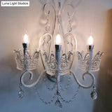 Crown Swirled Arm Crystal White Wall Mount Light - Elegant Traditional Living Room Fixture