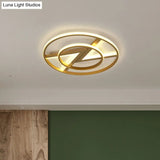 Crown/V - Shaped Acrylic Ceiling Mount Led Golden Flushmount Light - Kids Style Living Room