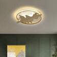 Crown/V - Shaped Acrylic Ceiling Mount Led Golden Flushmount Light - Kids Style Living Room Gold /