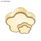 Crystal Acrylic Flower Led Flush Mount Light For Child Bedroom In White