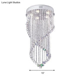 Crystal Ball Spiral Flush Mount Ceiling Light With 5 Minimalist Lights - Nickel Finish For Bedroom