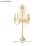Crystal Bead Metal Table Light - Traditional Style Desk Lamp For Living Room