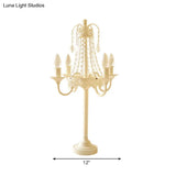 Crystal Bead Metal Table Light - Traditional Style Desk Lamp For Living Room