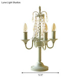 Crystal Bead Metal Table Light - Traditional Style Desk Lamp For Living Room
