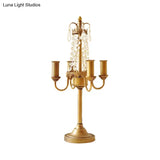 Crystal Bead Metal Table Light - Traditional Style Desk Lamp For Living Room