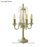 Crystal Bead Metal Table Light - Traditional Style Desk Lamp For Living Room